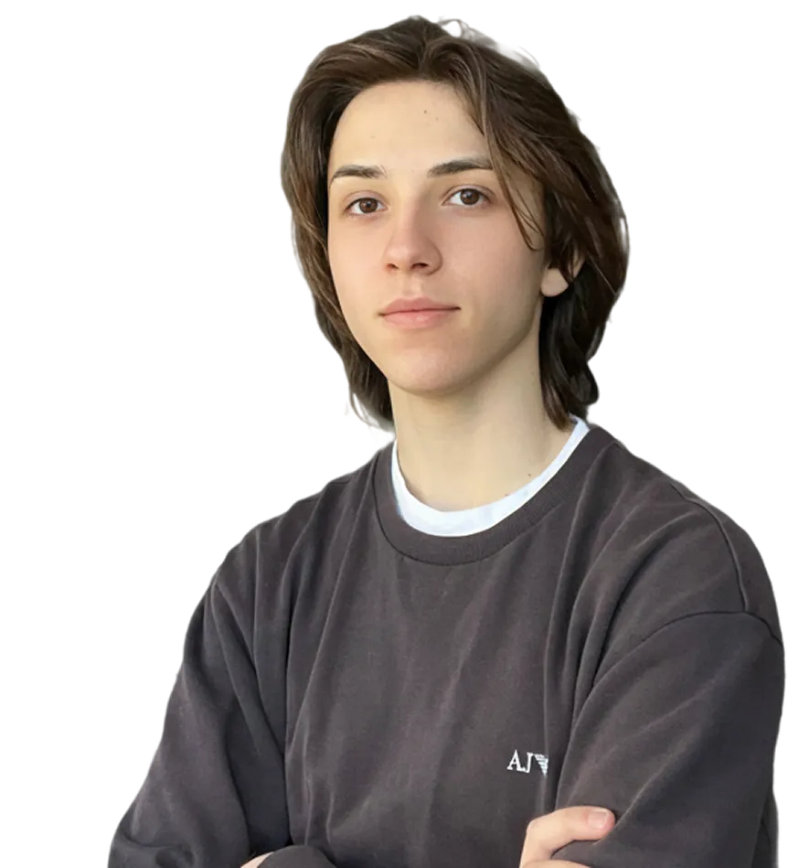 Yehor Dementiev, cut out against a plain background.